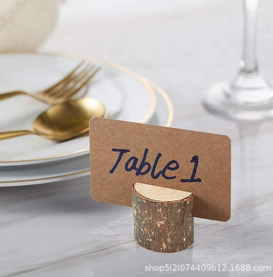 Etiquette de placement de table sur socle en bois. 10 pièces